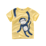 Boys T-shirt Summer Children Tops Clothing  Cotton Dinosaur Short Sleeve T Shirts Kids Boy White G