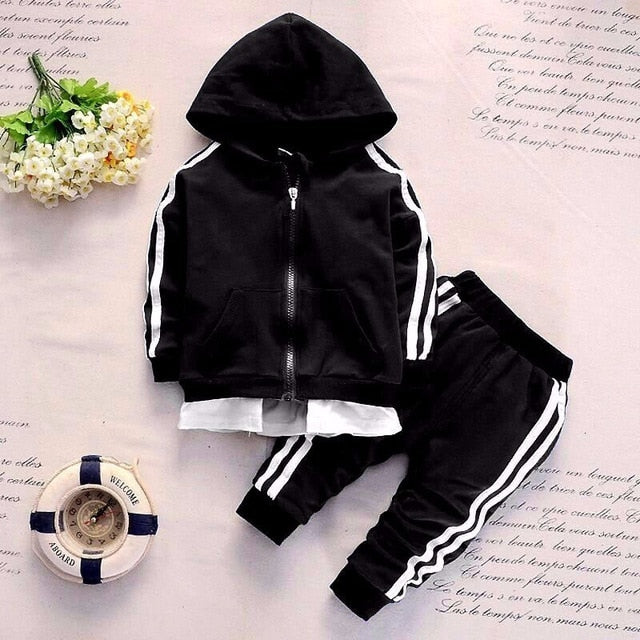 2019 Spring Baby Casual Tracksuit Children Boy Girl Cotton Zipper Jacket Pants 2Pcs/Sets Kids Leisur