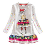 DXTON 2018 New Girls Dresses Long Sleeve Baby Girls Winter Dresses Kids Cotton Clothing Casual D