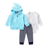 BABY BOY GIRL CLOTHES SET cotton long sleeve hooded jacket+pant+rompers new born infant tod