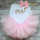 1 Year Girl Baby Birthday Dress Romper+Tutu Dress+Headband Cheap Newborn Clothes 12Months