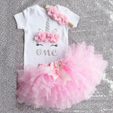 1 Year Girl Baby Birthday Dress Romper+Tutu Dress+Headband Cheap Newborn Clothes 12Months