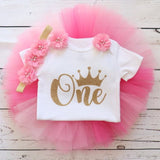 1 Year Girl Baby Birthday Dress Romper+Tutu Dress+Headband Cheap Newborn Clothes 12Months