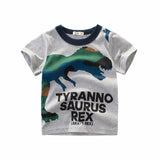 Boys T-shirt Summer Children Tops Clothing  Cotton Dinosaur Short Sleeve T Shirts Kids Boy White G