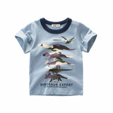 Boys T-shirt Summer Children Tops Clothing  Cotton Dinosaur Short Sleeve T Shirts Kids Boy White G