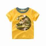 Boys T-shirt Summer Children Tops Clothing  Cotton Dinosaur Short Sleeve T Shirts Kids Boy White G