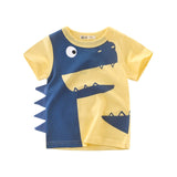 Boys T-shirt Summer Children Tops Clothing  Cotton Dinosaur Short Sleeve T Shirts Kids Boy White G