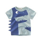 Boys T-shirt Summer Children Tops Clothing  Cotton Dinosaur Short Sleeve T Shirts Kids Boy White G