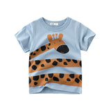 Boys T-shirt Summer Children Tops Clothing  Cotton Dinosaur Short Sleeve T Shirts Kids Boy White G