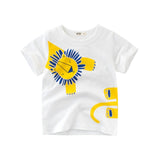 Boys T-shirt Summer Children Tops Clothing  Cotton Dinosaur Short Sleeve T Shirts Kids Boy White G