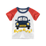 Boys T-shirt Summer Children Tops Clothing  Cotton Dinosaur Short Sleeve T Shirts Kids Boy White G