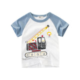 Boys T-shirt Summer Children Tops Clothing  Cotton Dinosaur Short Sleeve T Shirts Kids Boy White G