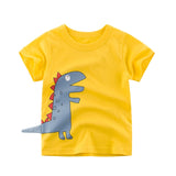 Boys T-shirt Summer Children Tops Clothing  Cotton Dinosaur Short Sleeve T Shirts Kids Boy White G