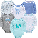 Kavkas New Baby Boys Bodysuit 6 PCS 3 PCS Long Sleeve Cotton Baby Boy Girl Clothes 0-3 months