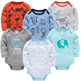 Kavkas New Baby Boys Bodysuit 6 PCS 3 PCS Long Sleeve Cotton Baby Boy Girl Clothes 0-3 months