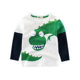 Boys T Shirt Long Sleeves Kids Girls Toddler Children Cotton Tops Cartoon Baby Dinosaur Tee Teens