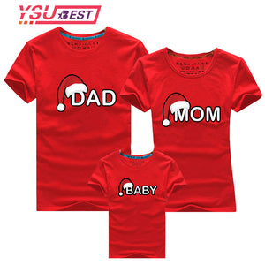 Dad Mom Baby Christmas T-Shirt Clothing for Family Matching Outfits Clothes Mother Daughter Fat