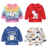 Unisex 6M-5T Autumn Winter Cotton T shirt Cartoon Long Sleeve Baby Boys Girls Tees Kids Children