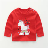 Unisex 6M-5T Autumn Winter Cotton T shirt Cartoon Long Sleeve Baby Boys Girls Tees Kids Children