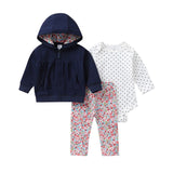 BABY BOY GIRL CLOTHES SET cotton long sleeve hooded jacket+pant+rompers new born infant tod