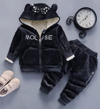 Warm Baby Girls Clothing Set Winter Thick Plush Cotton Clothing Sets For Baby Girls Hoodies And Pa