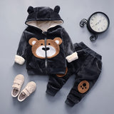 Warm Baby Girls Clothing Set Winter Thick Plush Cotton Clothing Sets For Baby Girls Hoodies And Pa