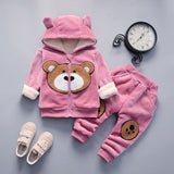 Warm Baby Girls Clothing Set Winter Thick Plush Cotton Clothing Sets For Baby Girls Hoodies And Pa