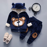 Warm Baby Girls Clothing Set Winter Thick Plush Cotton Clothing Sets For Baby Girls Hoodies And Pa