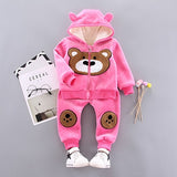 Warm Baby Girls Clothing Set Winter Thick Plush Cotton Clothing Sets For Baby Girls Hoodies And Pa