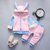 Warm Baby Girls Clothing Set Winter Thick Plush Cotton Clothing Sets For Baby Girls Hoodies And Pa