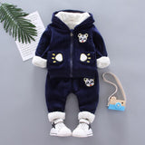 Warm Baby Girls Clothing Set Winter Thick Plush Cotton Clothing Sets For Baby Girls Hoodies And Pa