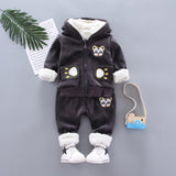 Warm Baby Girls Clothing Set Winter Thick Plush Cotton Clothing Sets For Baby Girls Hoodies And Pa