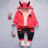 Warm Baby Girls Clothing Set Winter Thick Plush Cotton Clothing Sets For Baby Girls Hoodies And Pa