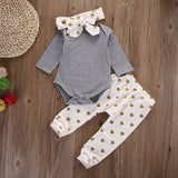 Baby Girl Clothes Newborn Infant Autumn 3Pcs Set Cotton T-shirt Pants Headband fall Outfits Cloth