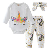 Baby Girl Clothes Newborn Infant Autumn 3Pcs Set Cotton T-shirt Pants Headband fall Outfits Cloth