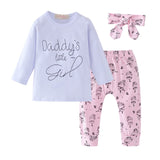 Baby Girl Clothes Newborn Infant Autumn 3Pcs Set Cotton T-shirt Pants Headband fall Outfits Cloth