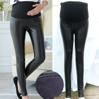 YWHUANSEN PU Leather Pregnant Women's Leggings Autumn Winter Warm Pants For Femme Ence