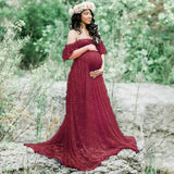 CHCDMP New Elegant Lace Maternity Dress Photography Props Long Dresses Pregnant Women Clo