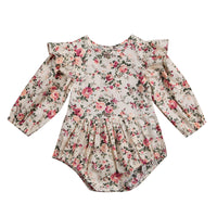 Flower Infant Toddler Baby Girl Romper Vintage Long Sleeve Neborn Girl Romper Jumpsuit Spring Au