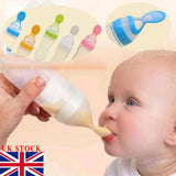 90ML Lovely Safety Infant Baby Silicone Feeding With Spoon Feeder Food Rice Cereal Bottle For Be