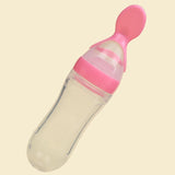 90ML Lovely Safety Infant Baby Silicone Feeding With Spoon Feeder Food Rice Cereal Bottle For Be