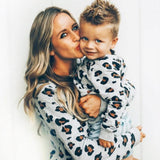 Family Matching Outfits Mother Daughter Son Kid Long Sleeve Leopard Shirt Family Clothes Looking