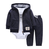 BABY BOY GIRL CLOTHES SET cotton long sleeve hooded jacket+pant+rompers new born infant tod