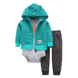 BABY BOY GIRL CLOTHES SET cotton long sleeve hooded jacket+pant+rompers new born infant tod