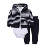 BABY BOY GIRL CLOTHES SET cotton long sleeve hooded jacket+pant+rompers new born infant tod