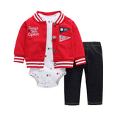 BABY BOY GIRL CLOTHES SET cotton long sleeve hooded jacket+pant+rompers new born infant tod