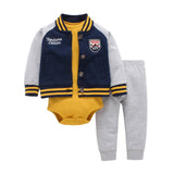 BABY BOY GIRL CLOTHES SET cotton long sleeve hooded jacket+pant+rompers new born infant tod