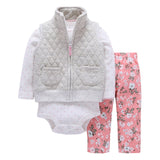 BABY BOY GIRL CLOTHES SET cotton long sleeve hooded jacket+pant+rompers new born infant tod