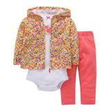 BABY BOY GIRL CLOTHES SET cotton long sleeve hooded jacket+pant+rompers new born infant tod