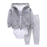 BABY BOY GIRL CLOTHES SET cotton long sleeve hooded jacket+pant+rompers new born infant tod